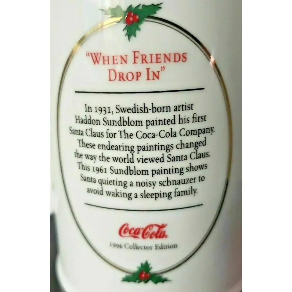 Vtg 1996 Coca Cola‎ Collector Edition Santa When Friends Drop In Coffee Mug Coke